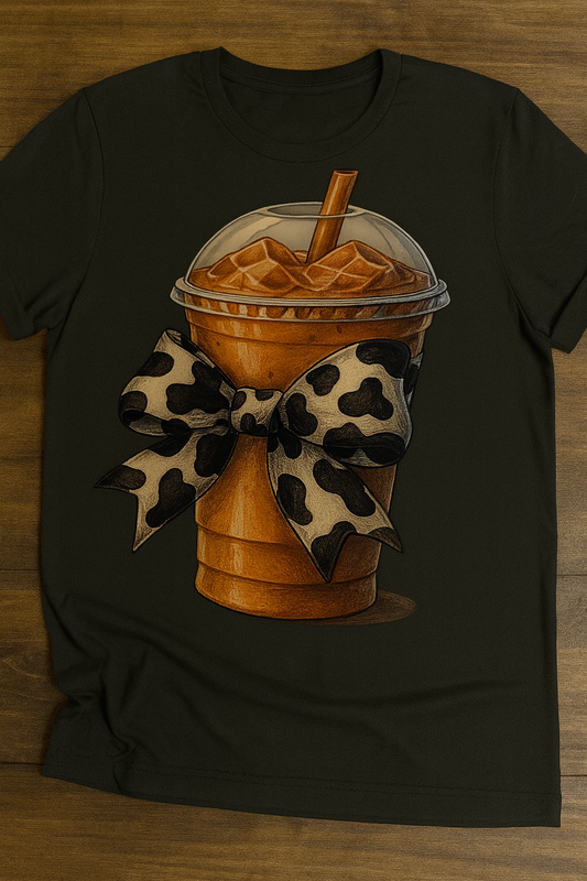 Coffee Cow Print Bow